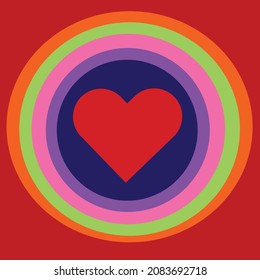 Red heart icons with various background colors can be used to make cards.