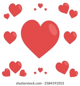 Red heart icons vector isolated on white background.