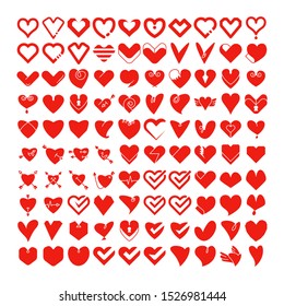 red heart icons vector set