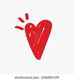 Red heart illustration with bold lines, conveying love and affection. Heart symbol, heart shape, and heart design emphasize passion and emotion. Valentine's Day illustration vector.