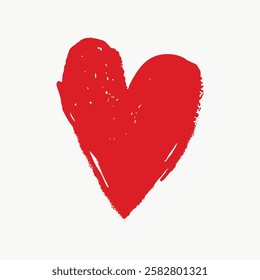 Red heart illustration on a white background. Simple  design, red heart art, perfect for romantic themes. Bold red heart, love symbol,icon. Valentine's Day illustration vector.