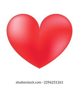Ilustración del corazón rojo. Decoración vectorial aislada de fondo blanco.