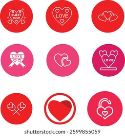 Red heart illustrations design collection