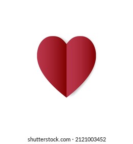 Red heart illustrations with white background, heart vector, ​love symbols , paper cut heart flat design