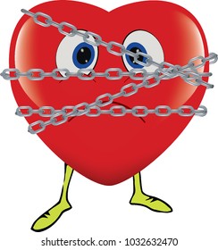 red heart immobilized and chained