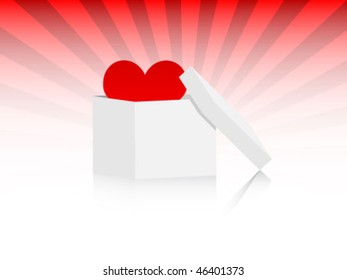 red heart inside in box