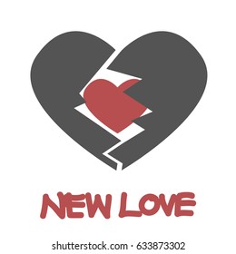red heart inside gray broken heart