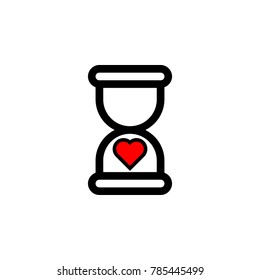 Red Heart Inside Sand Clock in Easy and Simple Drawing for Valentine Concept.