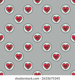 Coração vermelho e gráfico de investimento dentro do conceito de vetor Círculo colorido padrão sem emenda