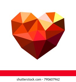Red heart with iridescent faces on white background