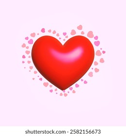 Red heart isolated on transparent background. Love symbol. High quality 3D vector holiday elements