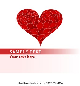 The red heart isolated on white. Vector illustration with place for your text.