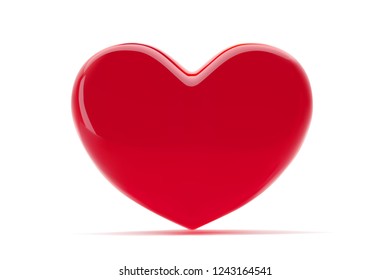 Red heart isolated on white background. St valentines symbol. 3d realistic Illustration with a red valentine heart