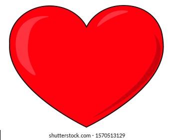 Red heart isolated on white background.