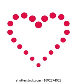 Corazón rojo aislado en un fondo blanco. Ilustración vectorial. Sencillo corazón de puntos. Concepto de amor para el Día de San Valentín