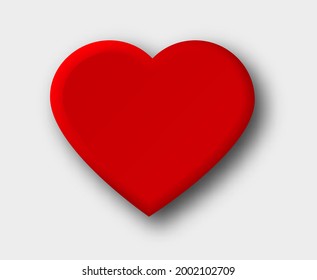 Corazón rojo aislado en un fondo blanco. Vector 3D. Concepto de San Valentín.