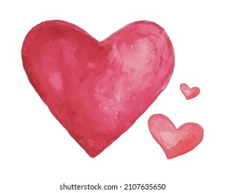 Red heart isolated on white background. Design element. Watercolor illustration. Vector