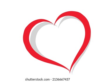 Red heart isolated on a white background. Flat heart shape icon. Gray and red heart for valentines day decoration, heart shape for graphic design, Vector technology app symbol illustration
