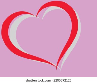 Red heart isolated on a white background. Flat heart shape icon. Gray and red heart for valentines day decoration, heart shape for graphic design, Vector technology app symbol illustration