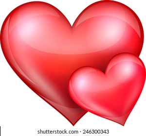 Red heart isolated on white background