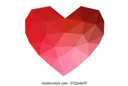 Red heart isolated on white background. Geometric rumpled triangular low poly origami style gradient graphic illustration. Vector polygonal design for your business.