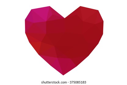 Red heart isolated on white background. Geometric rumpled triangular low poly origami style gradient graphic illustration. Vector polygonal design for your business.