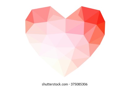 Red heart isolated on white background. Geometric rumpled triangular low poly origami style gradient graphic illustration. Vector polygonal design for your business.