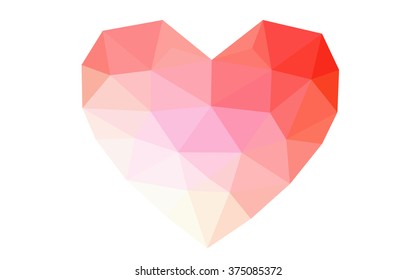 Red heart isolated on white background. Geometric rumpled triangular low poly origami style gradient graphic illustration. Vector polygonal design for your business.