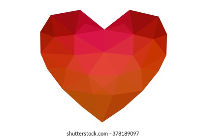 Red heart isolated on white background. Geometric rumpled triangular low poly origami style gradient graphic illustration. Vector polygonal design for your business.