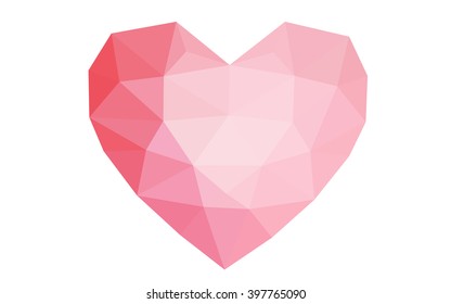 Red heart isolated on white background. Geometric rumpled triangular low poly origami style gradient graphic illustration. Vector polygonal design for your business.