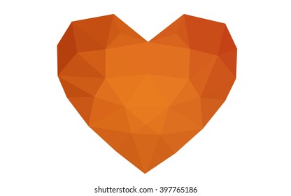 Red heart isolated on white background. Geometric rumpled triangular low poly origami style gradient graphic illustration. Vector polygonal design for your business.
