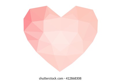 Red heart isolated on white background. Geometric rumpled triangular low poly origami style gradient graphic illustration. Vector polygonal design for your business.