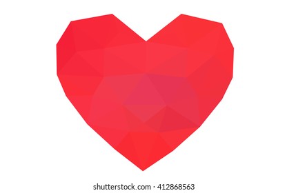 Red heart isolated on white background. Geometric rumpled triangular low poly origami style gradient graphic illustration. Vector polygonal design for your business.