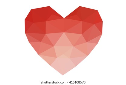 Red heart isolated on white background. Geometric rumpled triangular low poly origami style gradient graphic illustration. Vector polygonal design for your business.