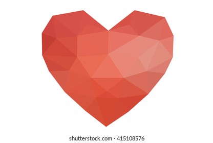 Red heart isolated on white background. Geometric rumpled triangular low poly origami style gradient graphic illustration. Vector polygonal design for your business.