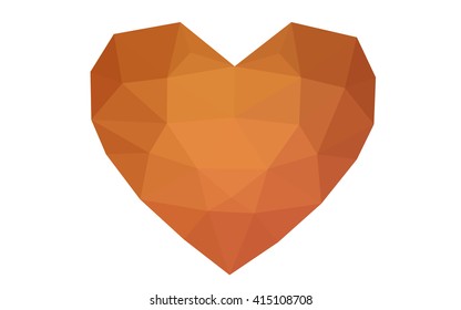 Red heart isolated on white background. Geometric rumpled triangular low poly origami style gradient graphic illustration. Vector polygonal design for your business.