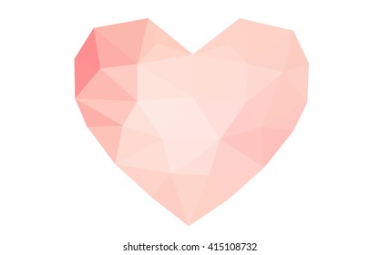 Red heart isolated on white background. Geometric rumpled triangular low poly origami style gradient graphic illustration. Vector polygonal design for your business.