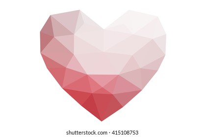 Red heart isolated on white background. Geometric rumpled triangular low poly origami style gradient graphic illustration. Vector polygonal design for your business.