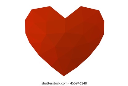 Red heart isolated on white background. Geometric rumpled triangular low poly origami style gradient graphic illustration. Vector polygonal design for your business.