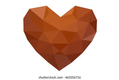 Red heart isolated on white background. Geometric rumpled triangular low poly origami style gradient graphic illustration. Vector polygonal design for your business.