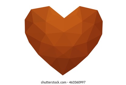 Red heart isolated on white background. Geometric rumpled triangular low poly origami style gradient graphic illustration. Vector polygonal design for your business.