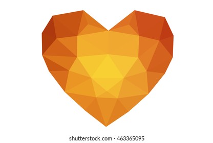 Red heart isolated on white background. Geometric rumpled triangular low poly origami style gradient graphic illustration. Vector polygonal design for your business.
