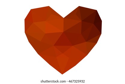 Red heart isolated on white background. Geometric rumpled triangular low poly origami style gradient graphic illustration. Vector polygonal design for your business.