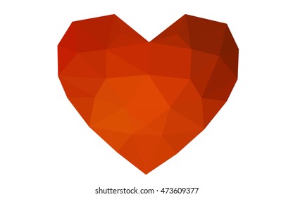Red heart isolated on white background. Geometric rumpled triangular low poly origami style gradient graphic illustration. Vector polygonal design for your business.