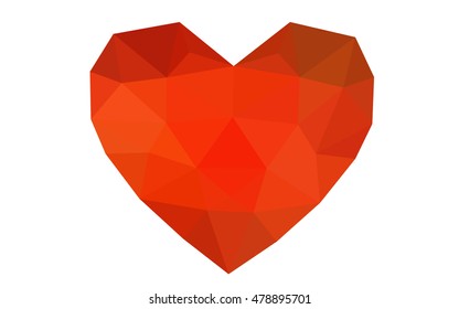 Red heart isolated on white background. Geometric rumpled triangular low poly origami style gradient graphic illustration. Vector polygonal design for your business.