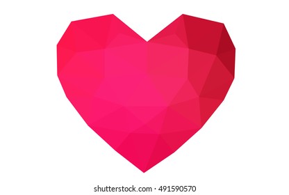 Red heart isolated on white background. Geometric rumpled triangular low poly origami style gradient graphic illustration. Vector polygonal design for your business.