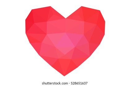 Red heart isolated on white background. Geometric rumpled triangular low poly origami style gradient graphic illustration. Vector polygonal design for your business.