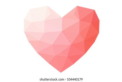 Red heart isolated on white background. Geometric rumpled triangular low poly origami style gradient graphic illustration. Vector polygonal design for your business.