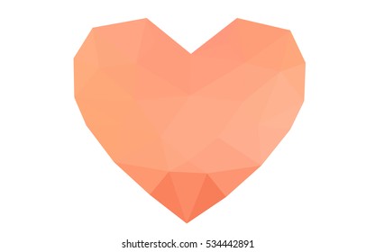 Red heart isolated on white background. Geometric rumpled triangular low poly origami style gradient graphic illustration. Vector polygonal design for your business.