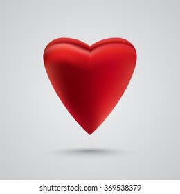 Red heart. Isolated with shadow.
